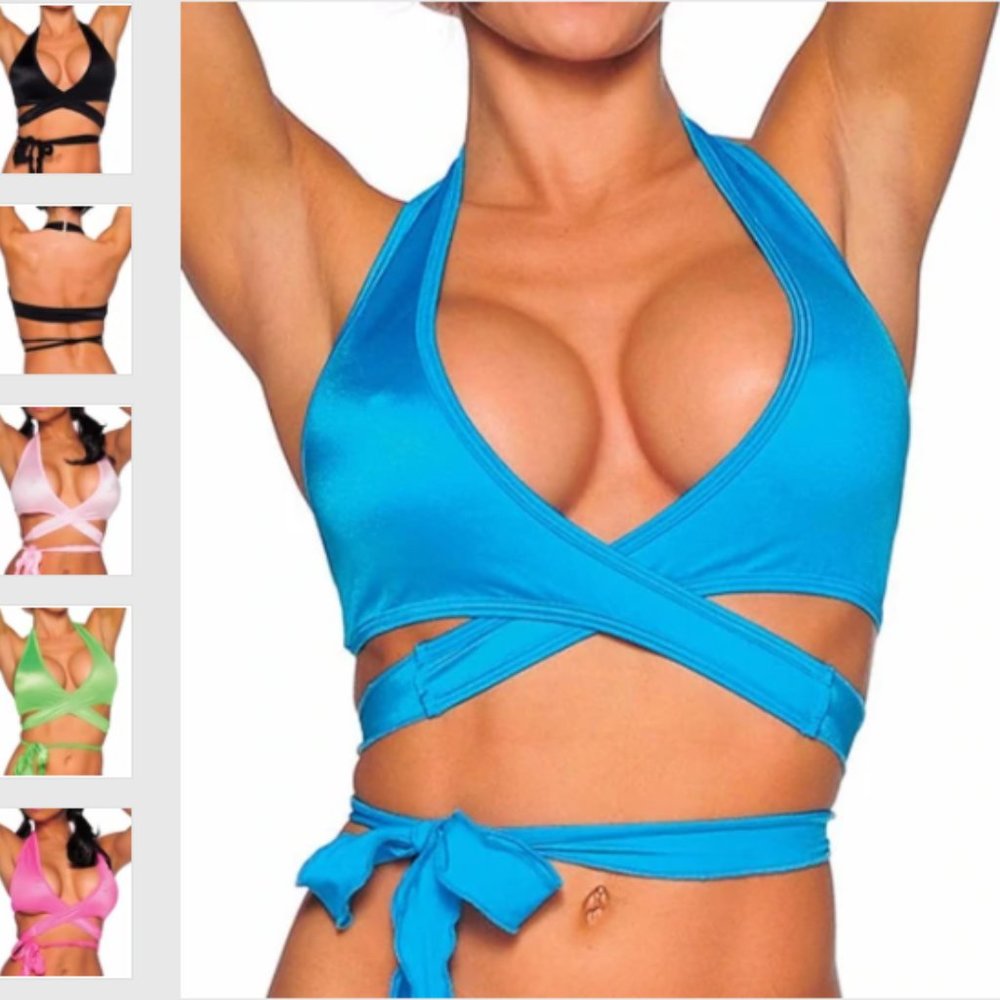 {iheartraves} Blue Tie Top